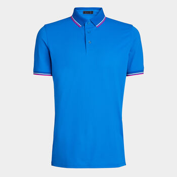 CONTRAST DUAL LINES BANDED SLEEVE TECH PIQUÉ POLO