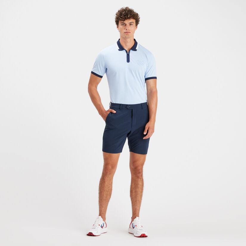 EMBOSSED LOGO QUARTER ZIP RIB COLLAR TECH PIQUÉ SLIM FIT POLO image number 4