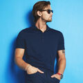PERFORATED STRIPE TECH JERSEY MODERN SPREAD COLLAR POLO image number 2
