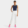 PLEATED CONTRAST COLLAR SILKY TECH NYLON SLEEVELESS POLO image number 4