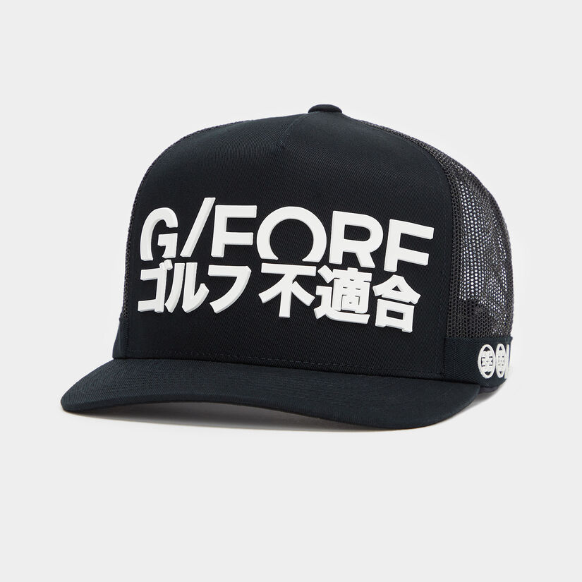 G FORE J4 Cotton Twill Tall Trucker Hat Color Black