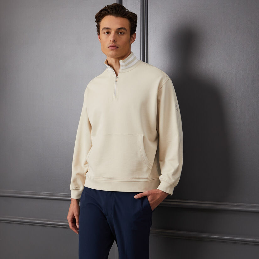 RIB COLLAR FRENCH TERRY QUARTER ZIP PULLOVER image number 2
