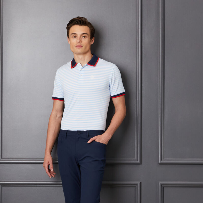 STAPLE STRIPE RIB COLLAR TECH JERSEY SLIM FIT POLO image number 2