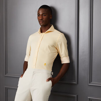CLASSIC STRIPE MODERN SPREAD COLLAR NYLON WOVEN SLIM FIT SHIRT