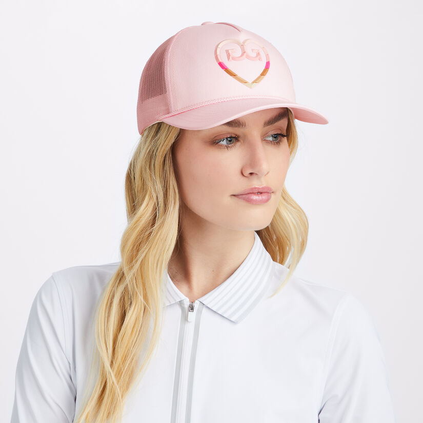 STRIPED HEART G'S INTERLOCK KNIT TRUCKER HAT image number 7