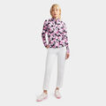 PHOTO FLORAL SILKY TECH NYLON RUCHED QUARTER ZIP PULLOVER image number 4
