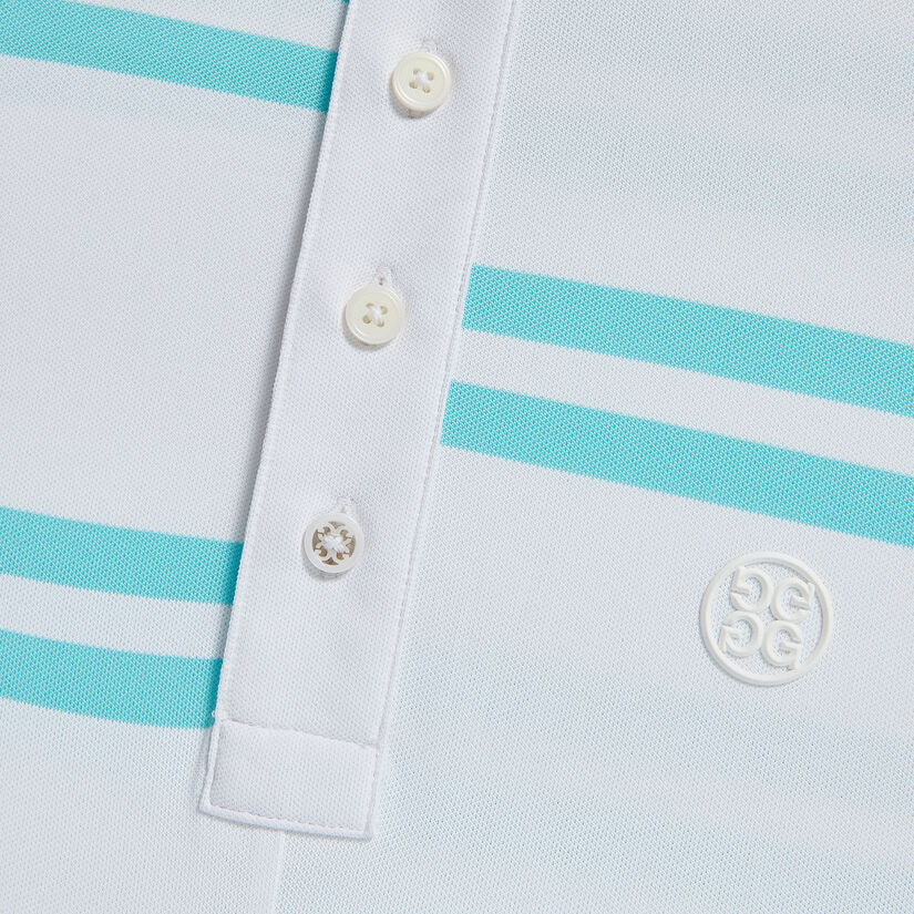 OFFSET STRIPE MODERN SPREAD COLLAR TECH PIQUÉ SLIM FIT POLO image number 6