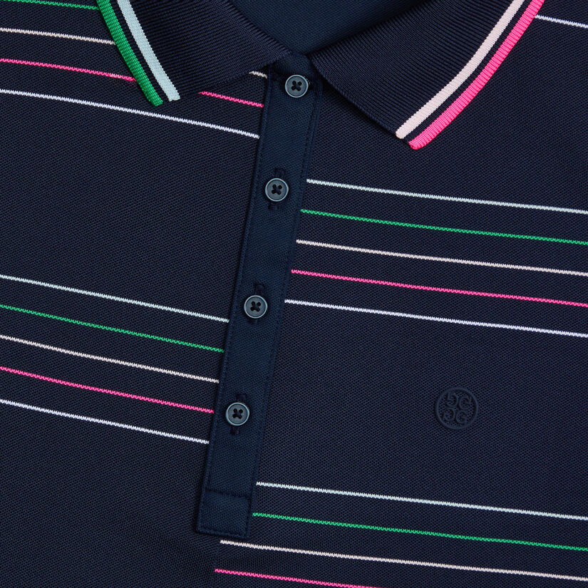 OFFSET STRIPE TECH PIQU&Eacute; SLEEVELESS POLO image number 5