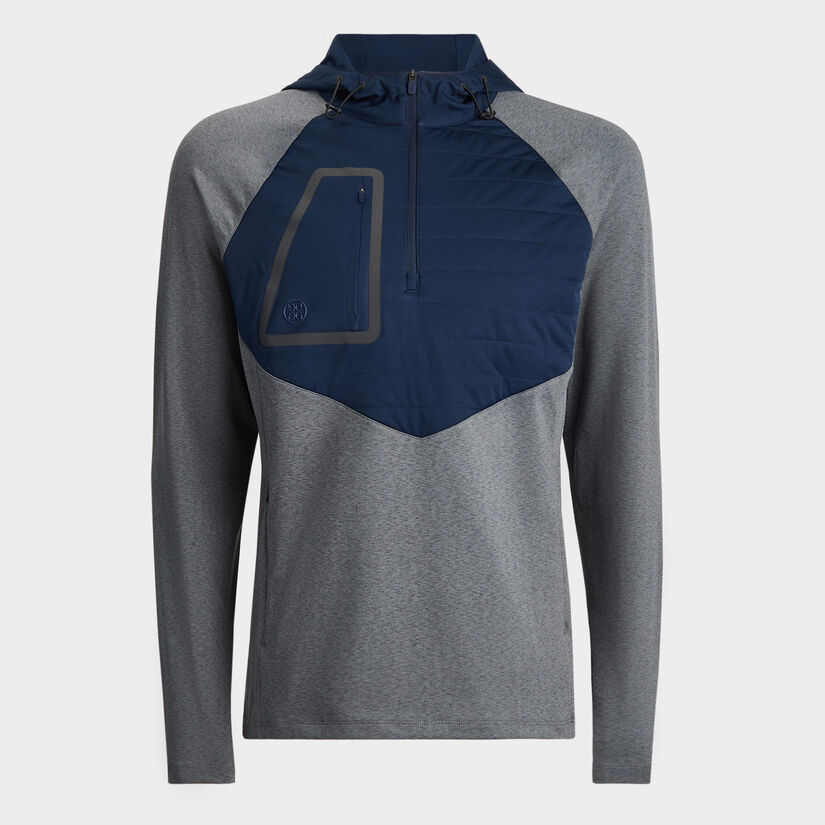 HOODED TECH INTERLOCK QUARTER ZIP PULLOVER image number 1