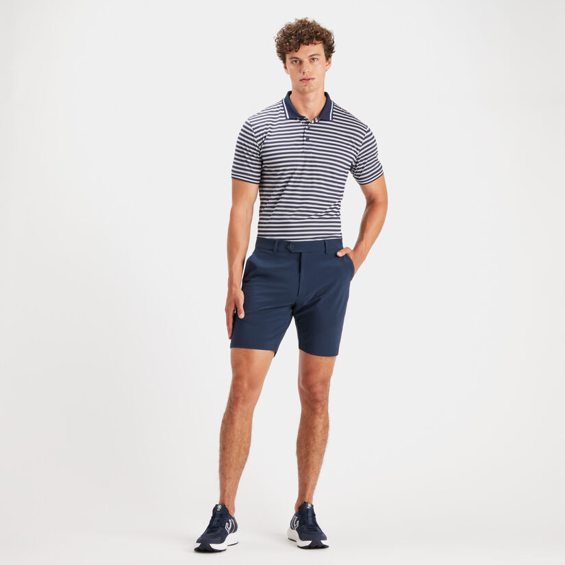 PERFORATED STRIPE RIB COLLAR TECH JERSEY SLIM FIT POLO image number 4