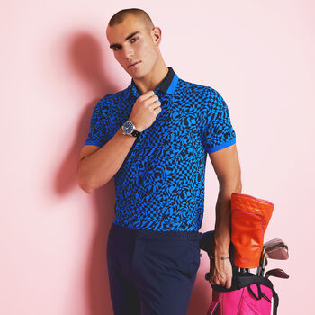 MINI DISTORTED CHECK BANDED SLEEVE TECH PIQUÉ POLO