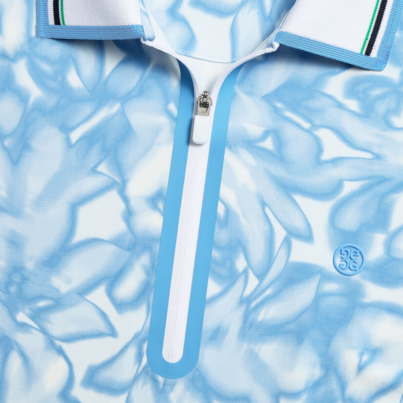 TRIPPY FLORAL SILKY TECH NYLON SLEEVELESS POLO image number 5