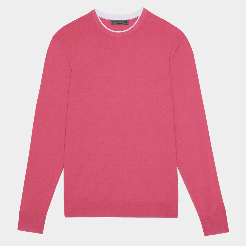 CONTRAST MERINO WOOL BLEND SLIM FIT CREWNECK SWEATER image number 1