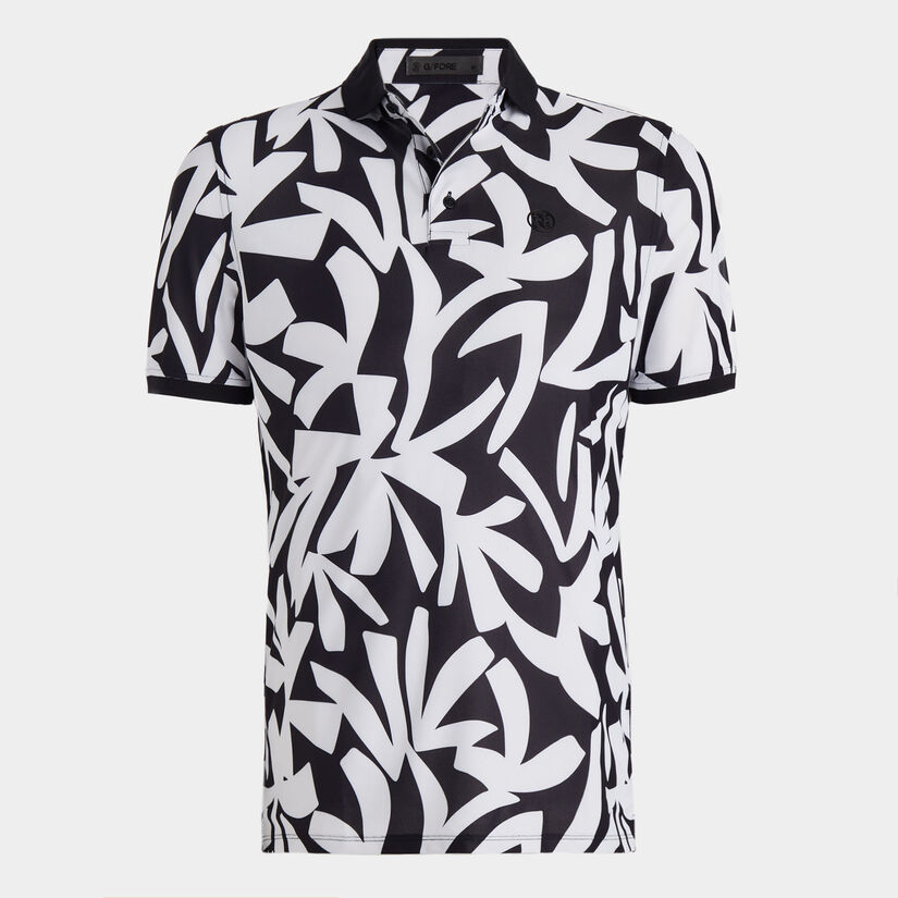 CONTRAST PALM TECH PIQUÉ MODERN SPREAD COLLAR POLO image number 1