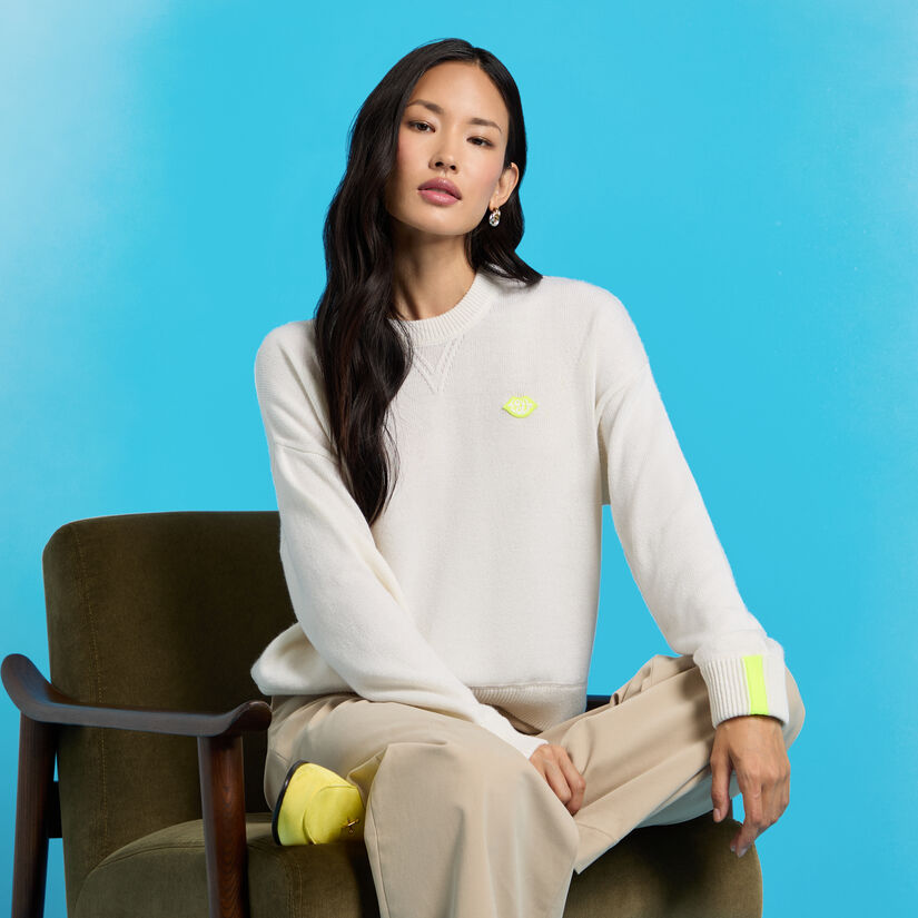 TIPPED CASHMERE CREWNECK SWEATER image number 2