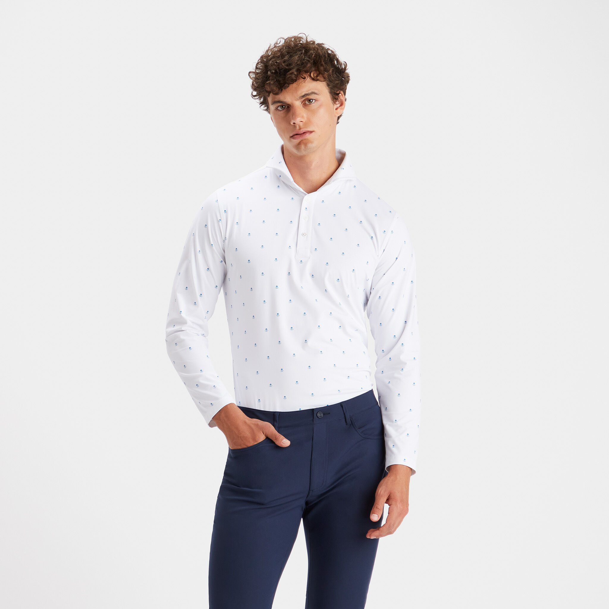 SKULL & T'S LONG SLEEVE ICE NYLON SLIM FIT SUN SHIRT - G/FORE
