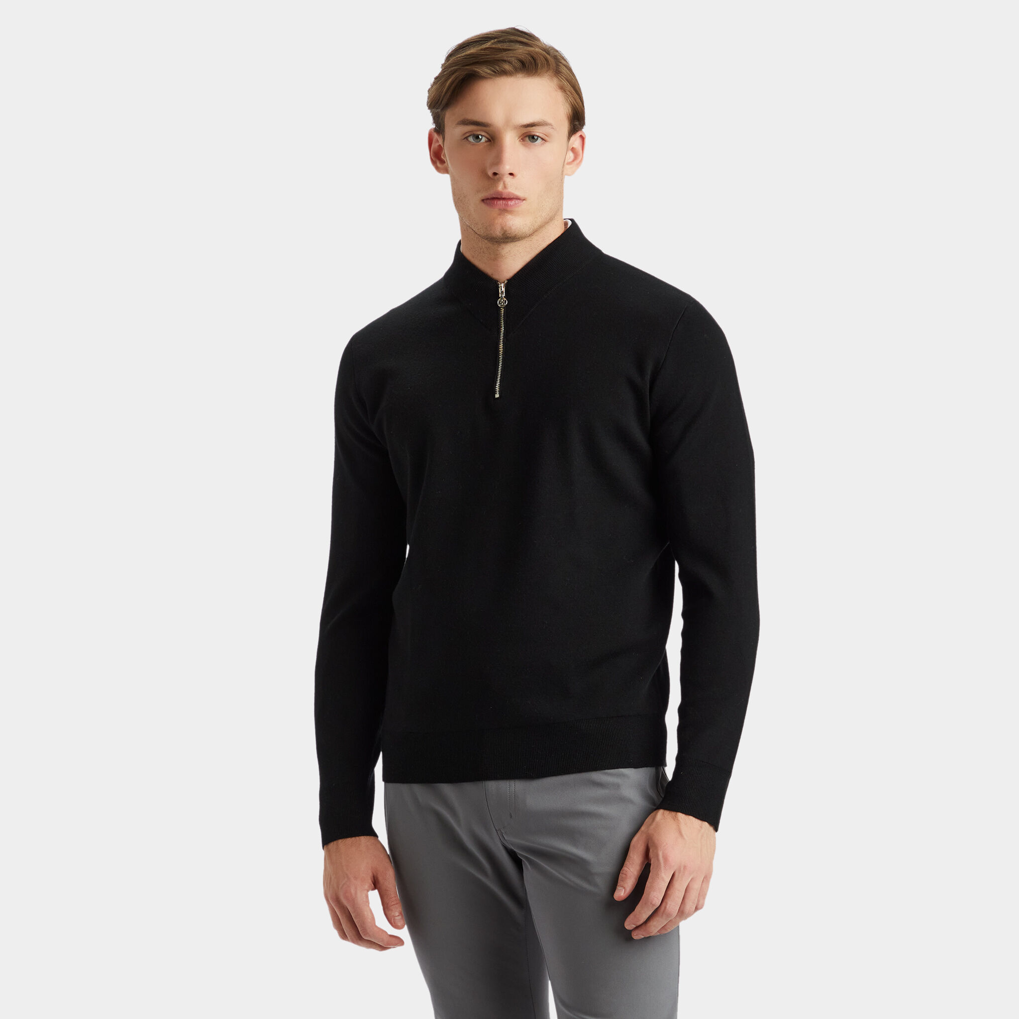 V NECK MERINO WOOL QUARTER ZIP SWEATER G FORE