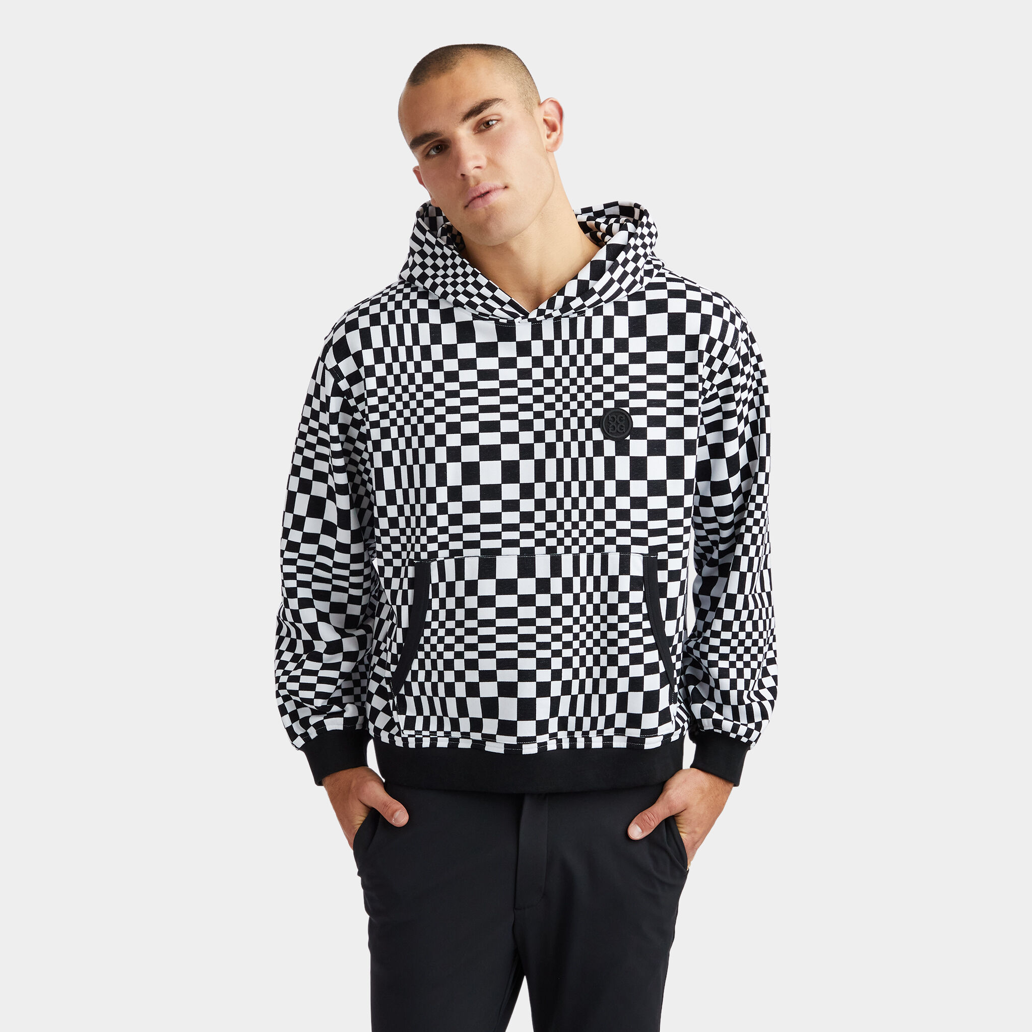 Black and white checkered hoodie mens best sale