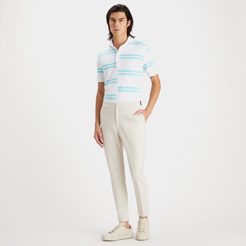 OFFSET STRIPE MODERN SPREAD COLLAR TECH PIQUÉ SLIM FIT POLO image number 4