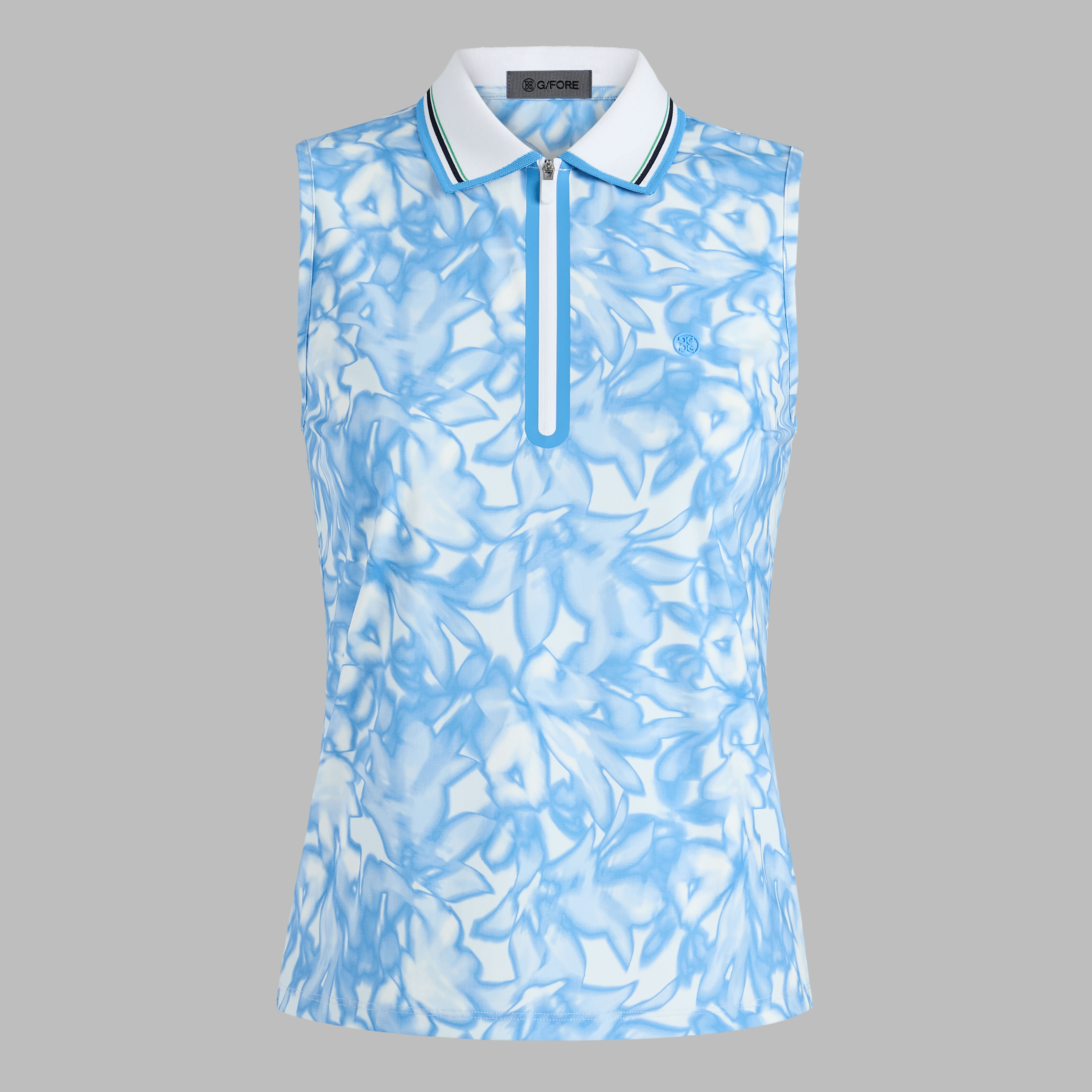 TRIPPY FLORAL SILKY TECH NYLON SLEEVELESS POLO | WOMEN'S POLO