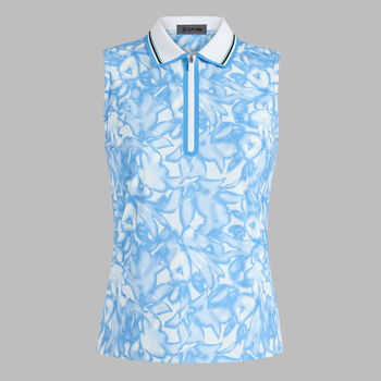 TRIPPY FLORAL SILKY TECH NYLON SLEEVELESS POLO