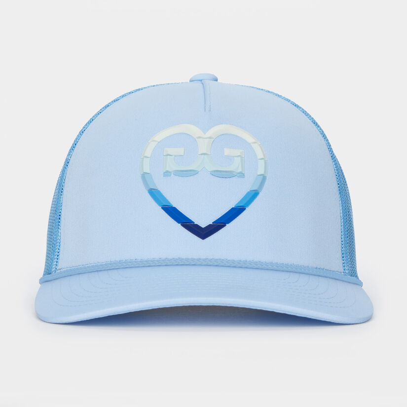 STRIPED HEART G'S INTERLOCK KNIT TRUCKER HAT image number 2