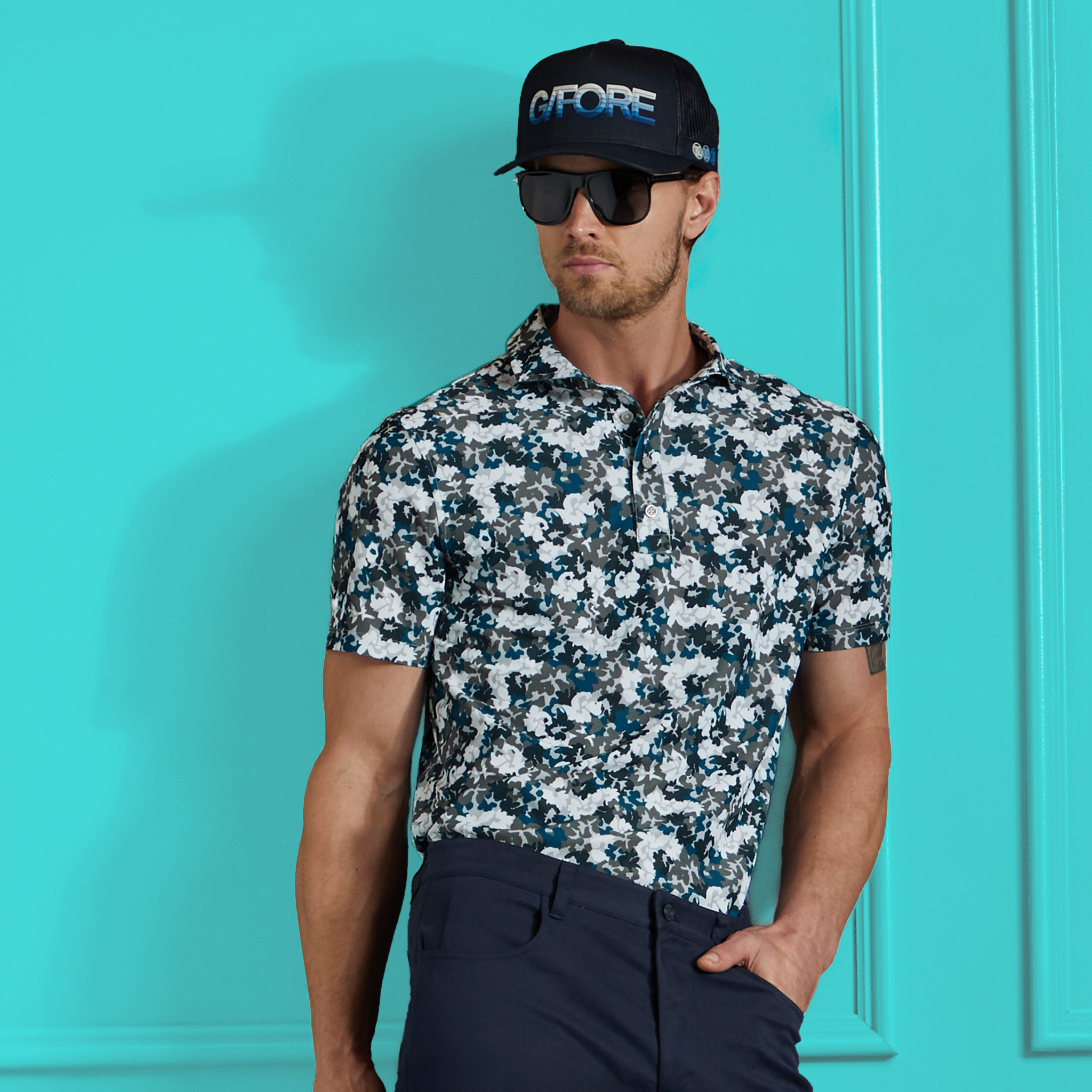 CAMO FLORAL TECH PIQUÉ POLO | MEN'S POLO SHIRTS | G/FORE
