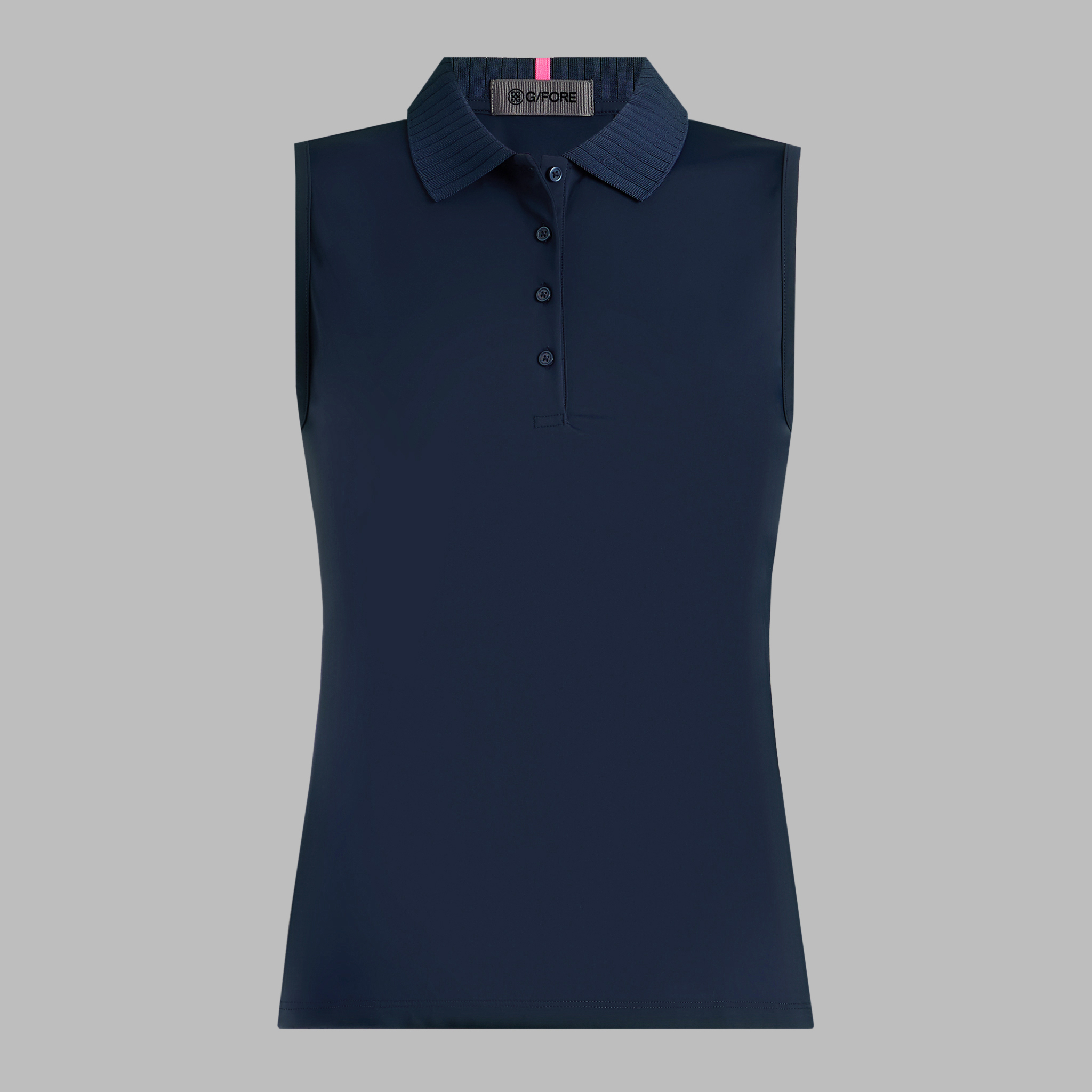 PLEATED COLLAR SILKY TECH NYLON SLEEVELESS POLO | WOMEN'S