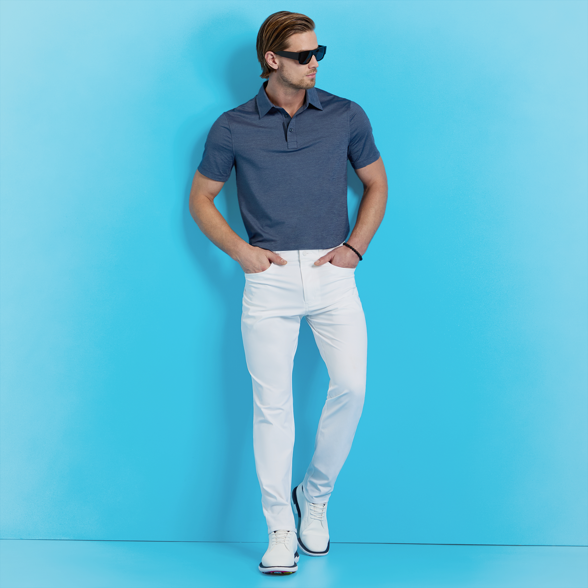 ジーフォアmen&#39;s MÉLANGE ICE NYLON POLO