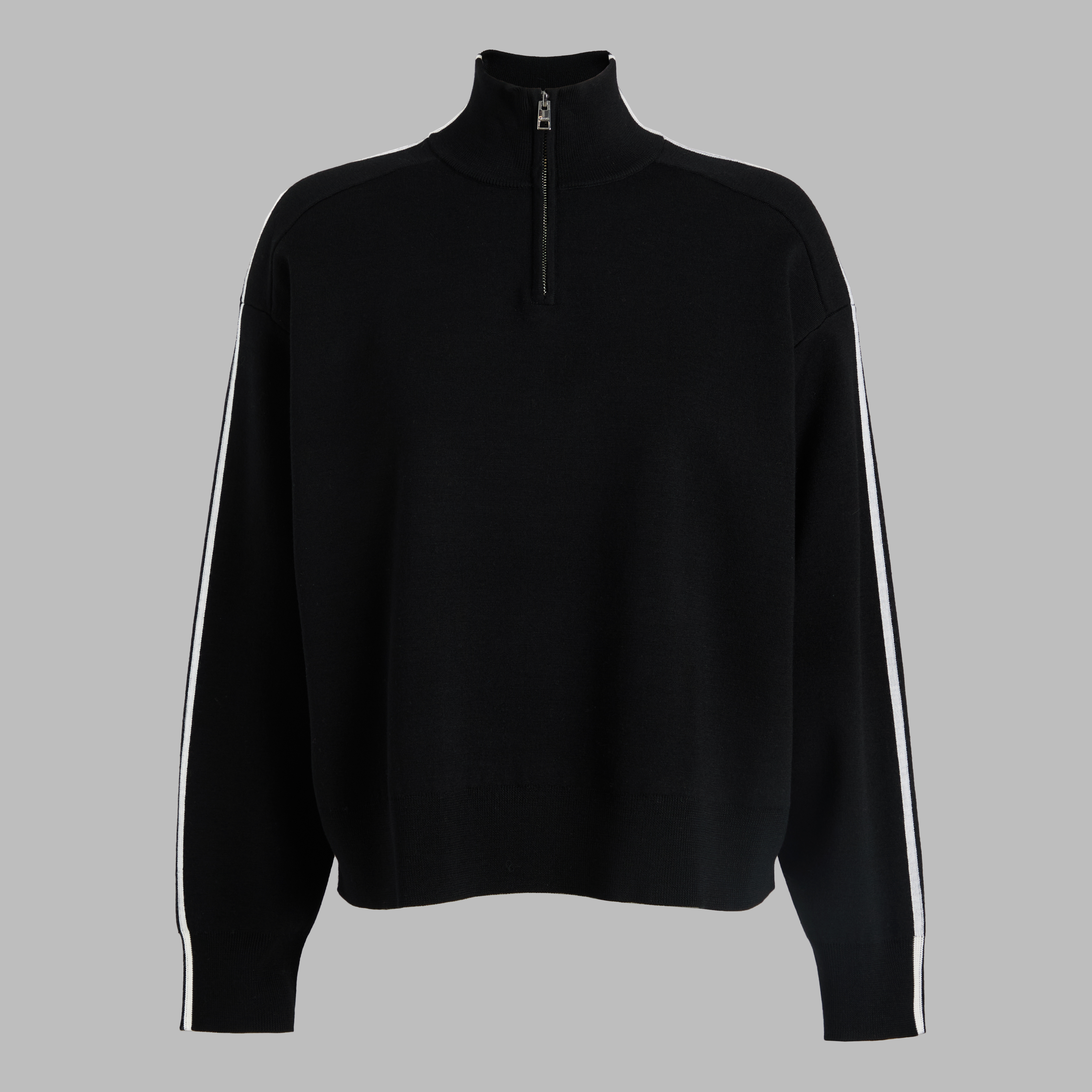 MERINO WOOL CONTRAST STRIPE QUARTER ZIP SWEATER | WOMEN'S TOPS | G