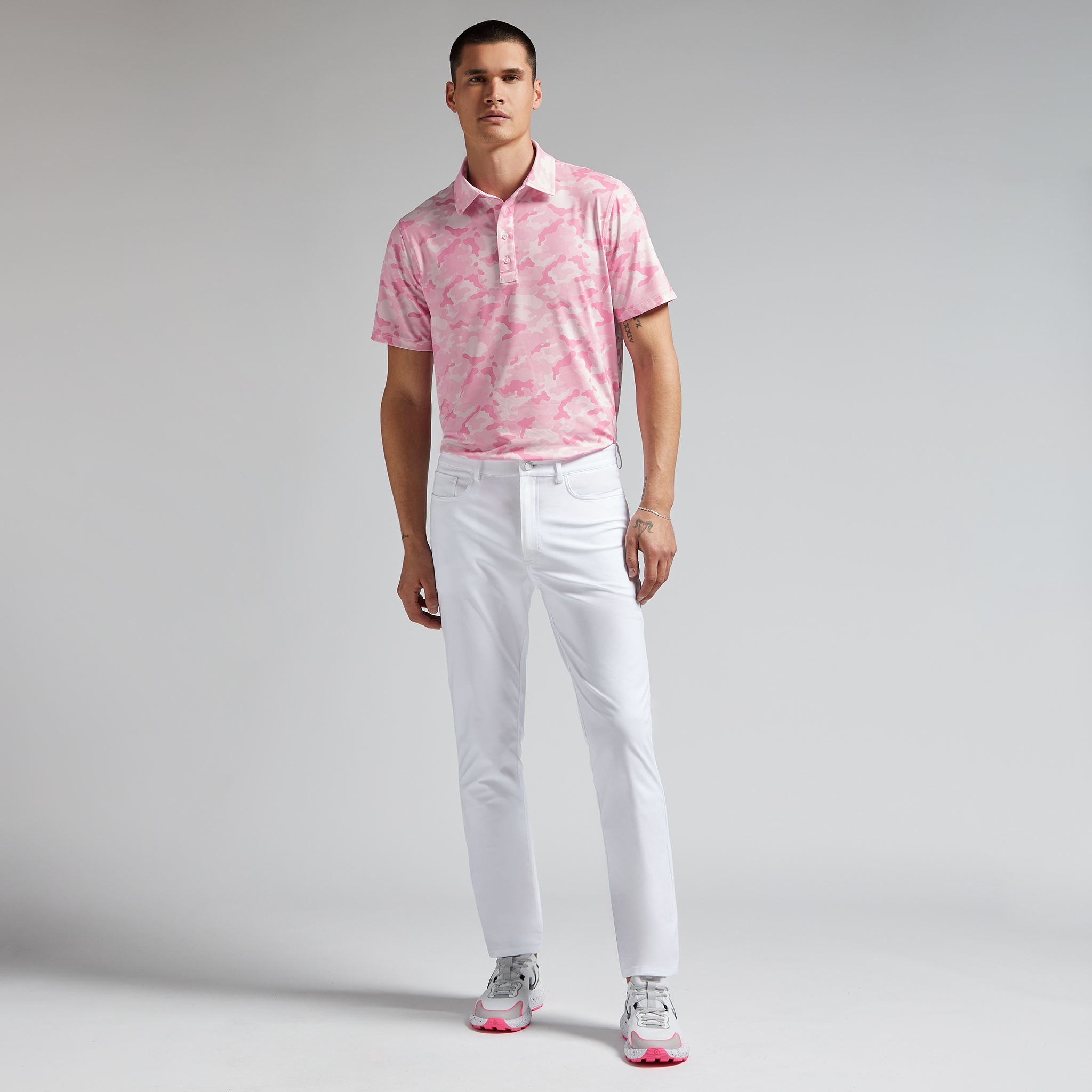 Big & Tall Digital Heather Camo Jacquard Print Golf Polo