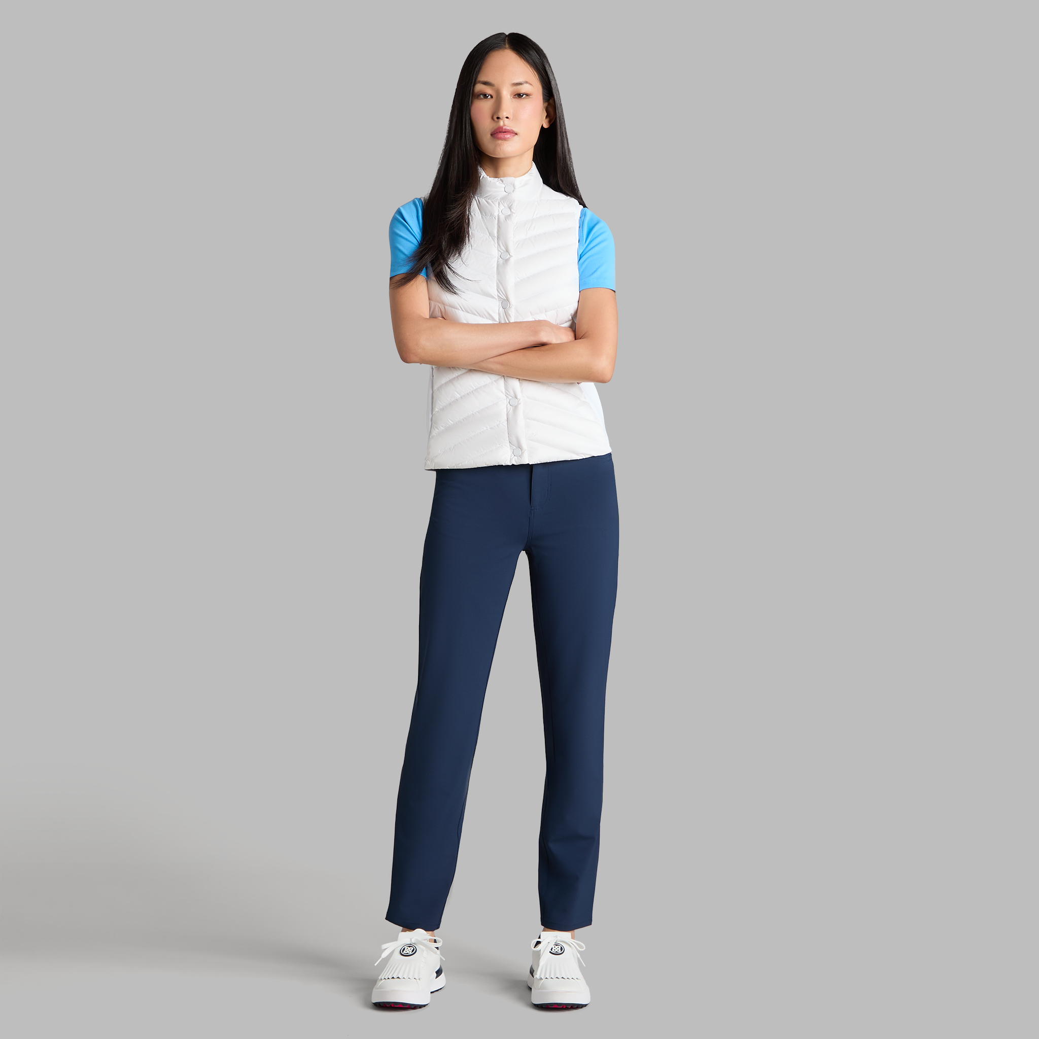 V-DOWN QUILTED STRETCH TECH INTERLOCK VEST | WOMEN'S JACKETS AND