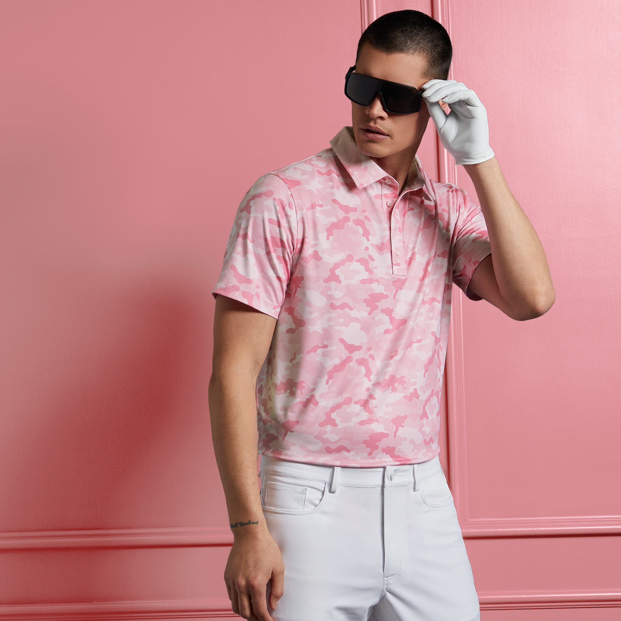 Big & Tall Digital Heather Camo Jacquard Print Golf Polo