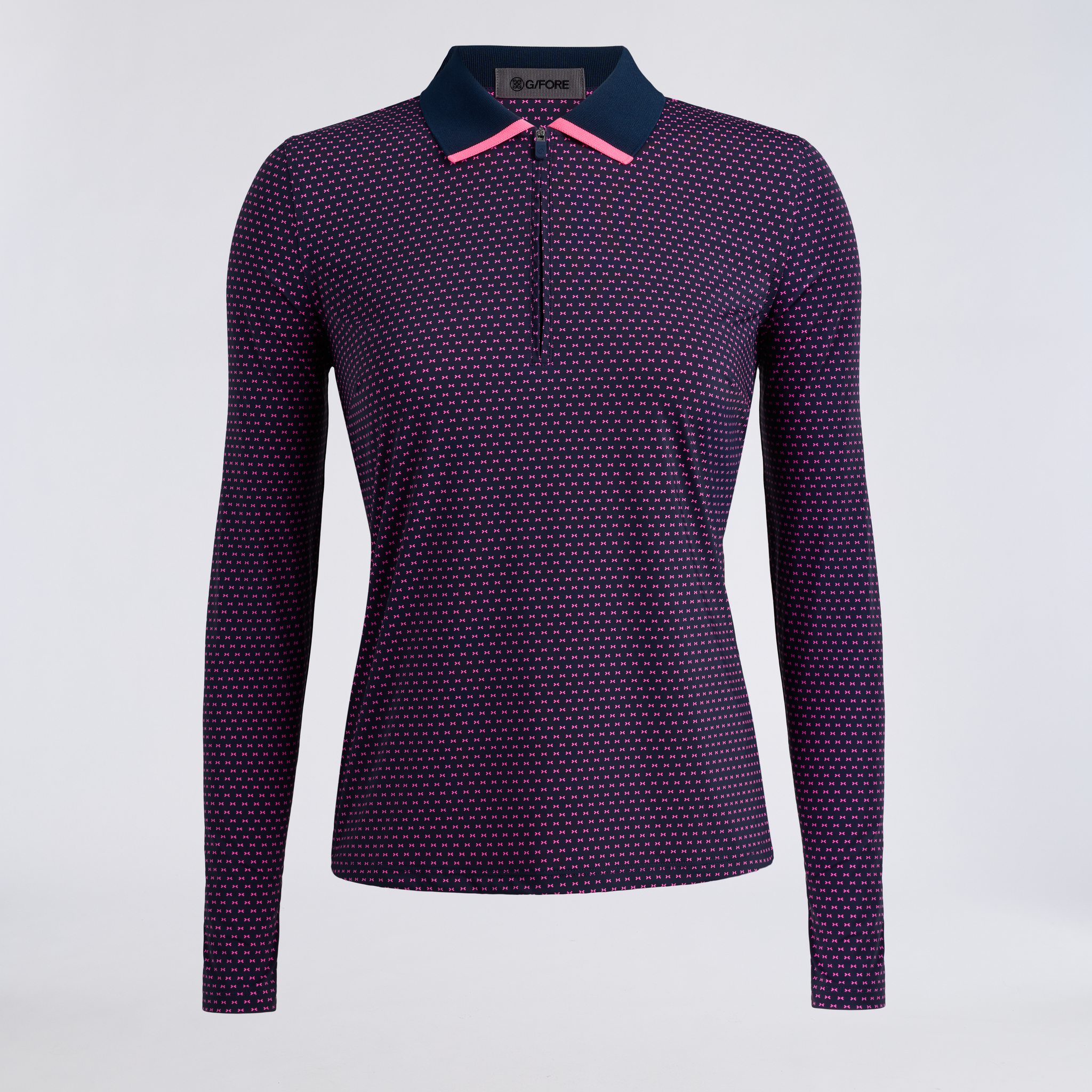 g&f ニットポロ GEO 2 SILKY TECH NYLON LONG SLEEVE 1/4 ZIP POLO | WOMEN'S POLOS