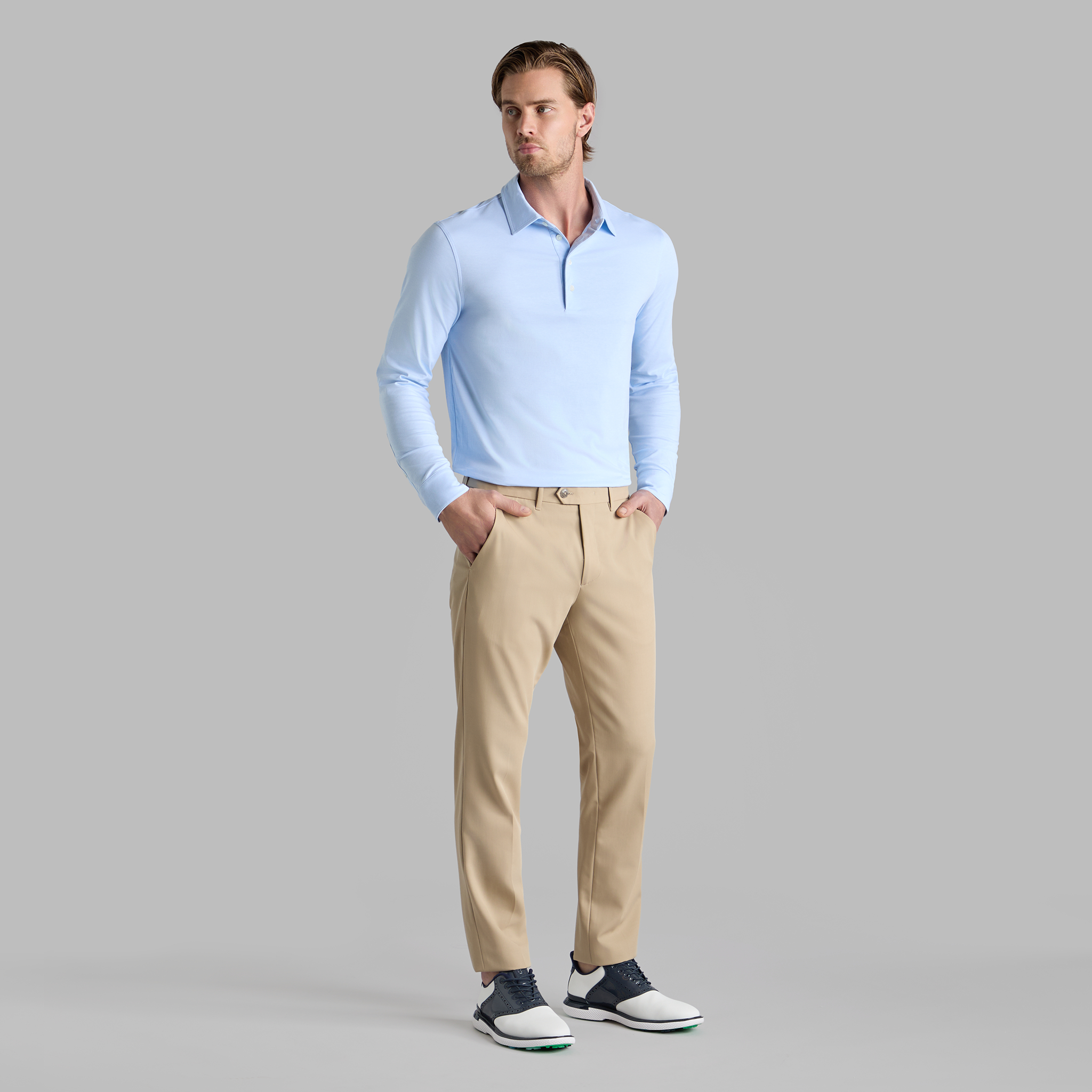 LUXE COTTON BLEND LONG SLEEVE POLO | MEN'S POLO SHIRTS | G/FORE