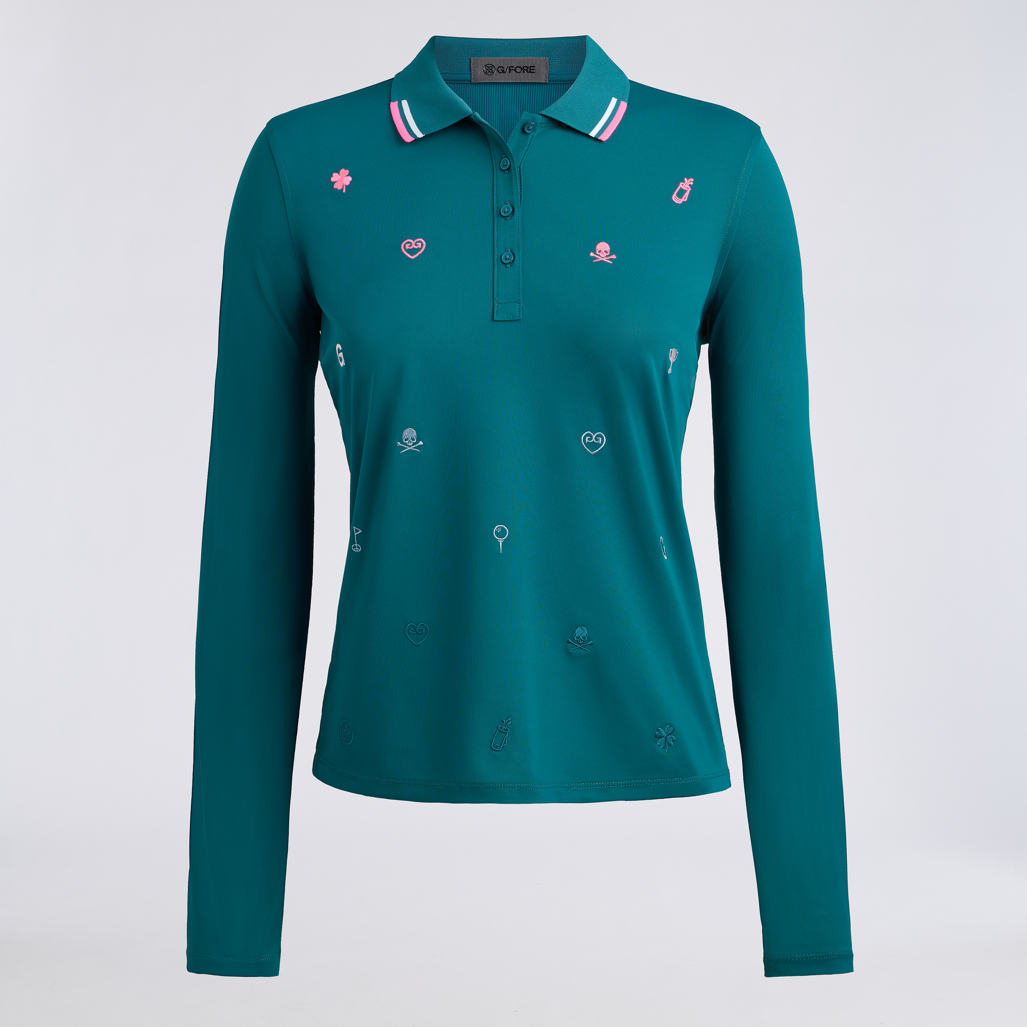 ICON EMBROIDERED TECH PIQUÉ LONG SLEEVE POLO | WOMEN'S POLO SHIRTS