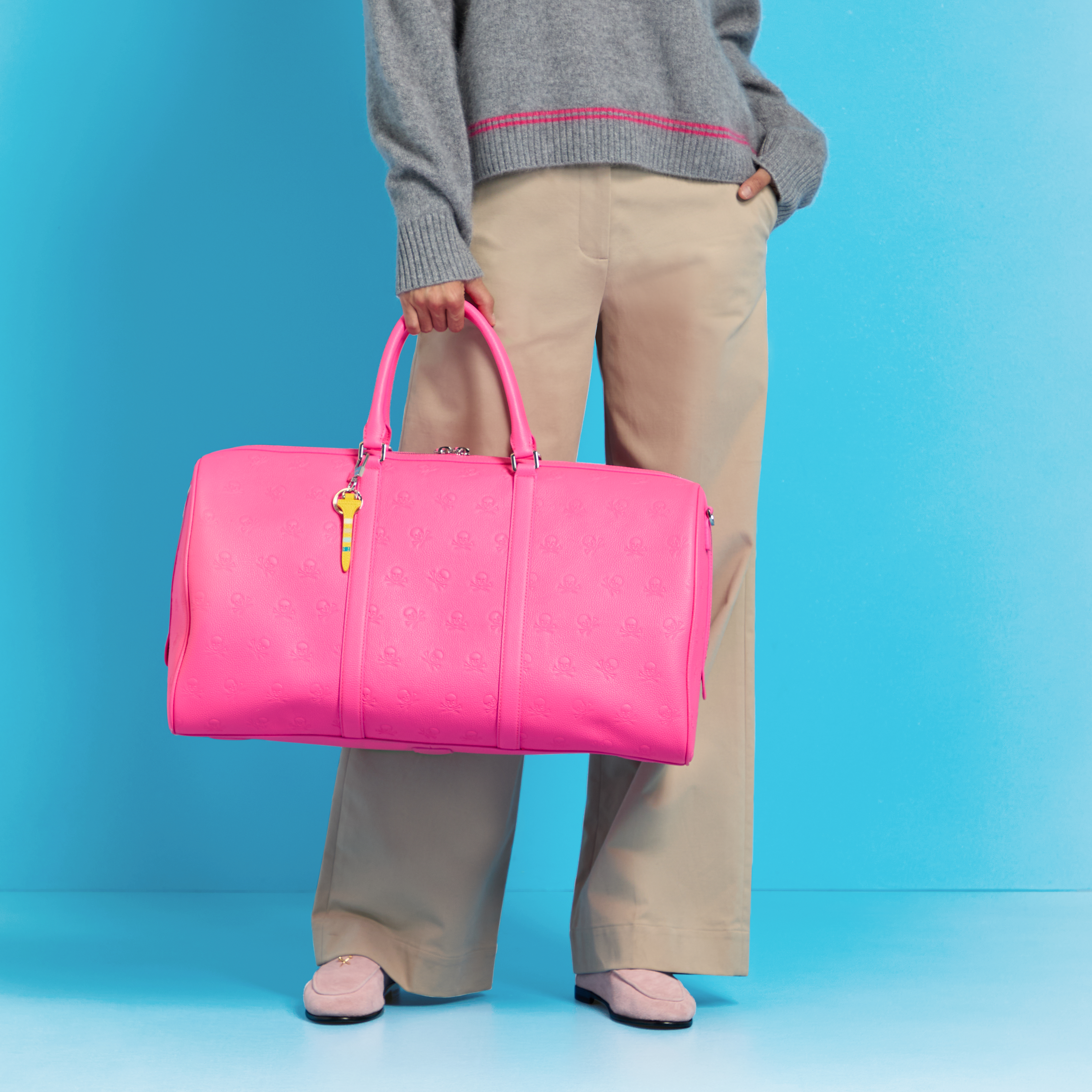 EMBOSSED SKULL & TEES LEATHER WEEKENDER | ACCESSORIES FOR MEN AND
