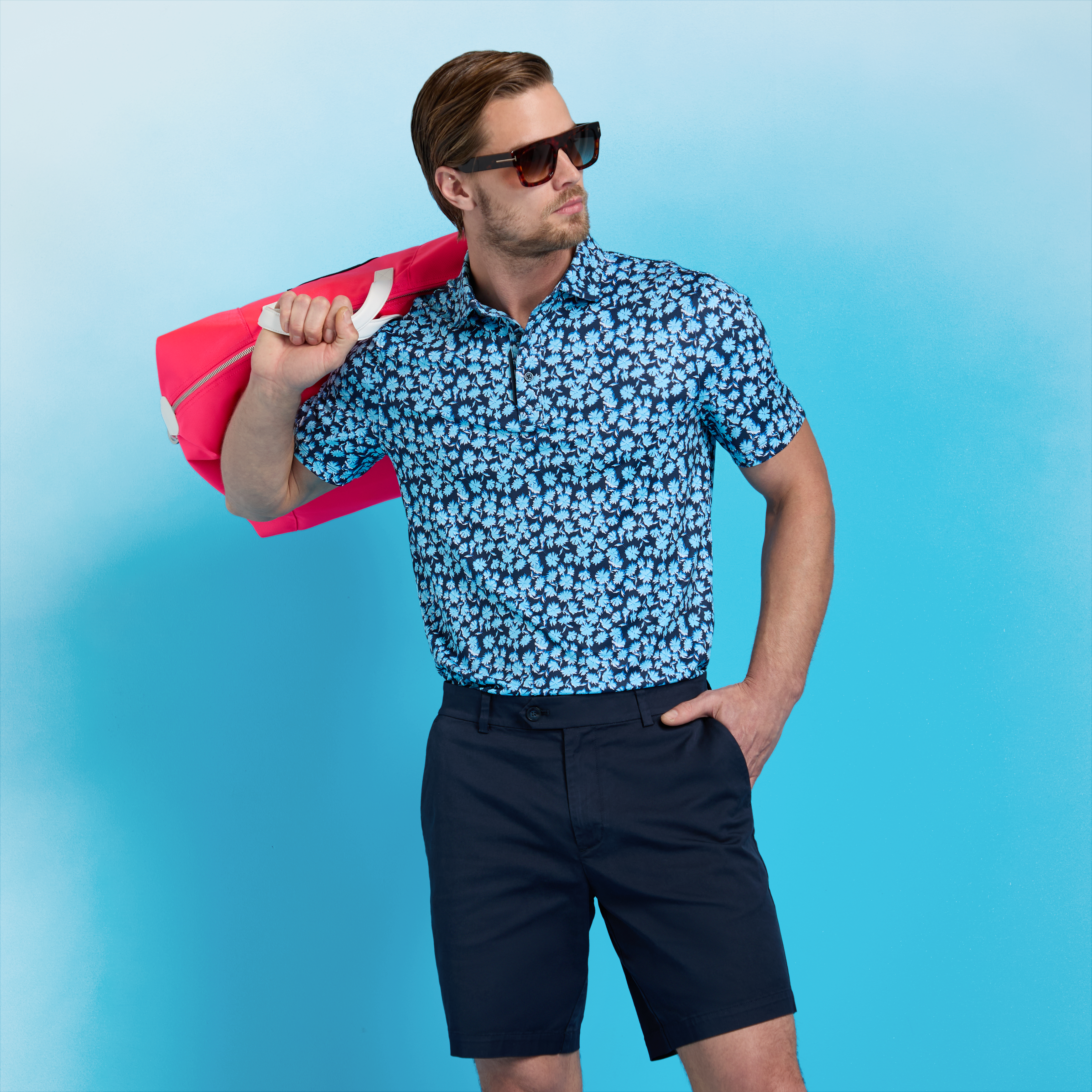 CAL POLY ウォームアップウェア グリーン OPTIC FLORAL TECH JERSEY POLO | MEN'S POLO SHIRTS | G/FORE