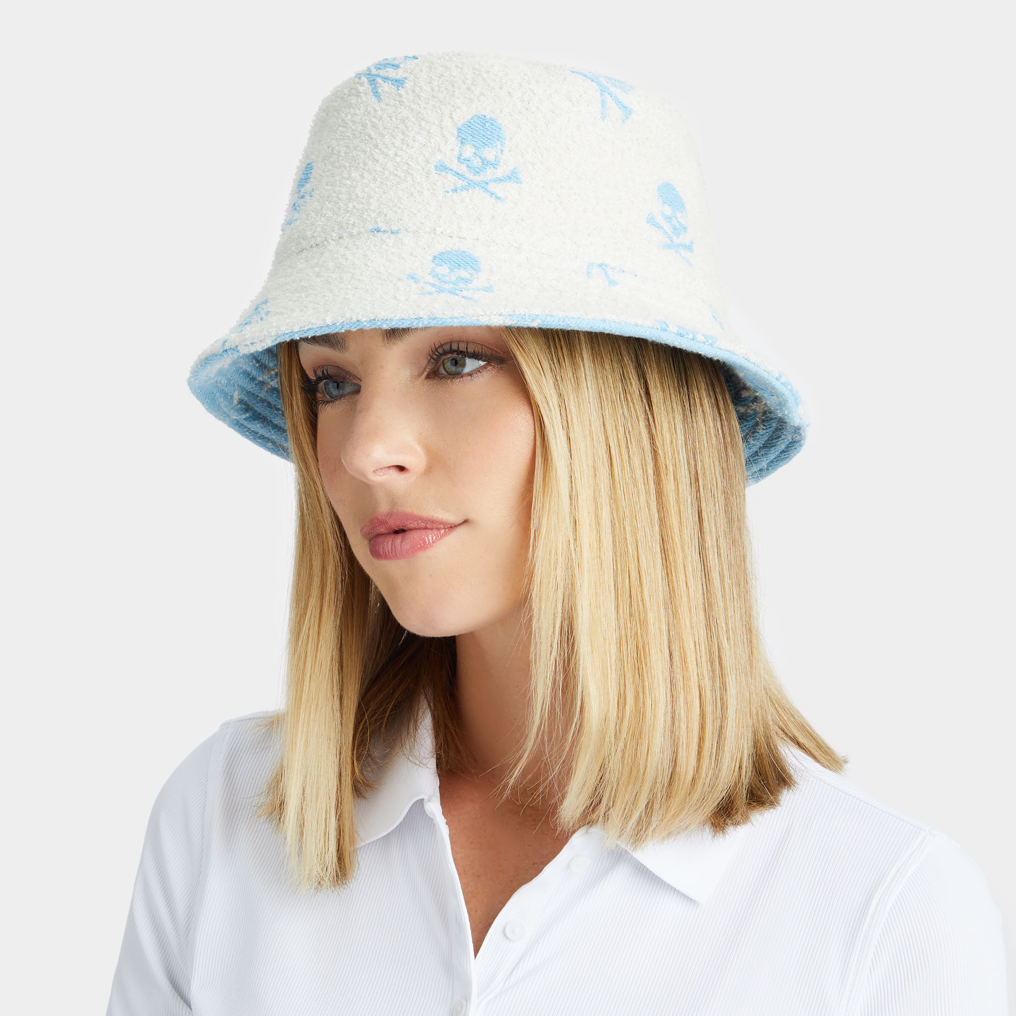 REVERSIBLE INTARSIA SKULL & TEES WOVEN BUCKET HAT | MEN