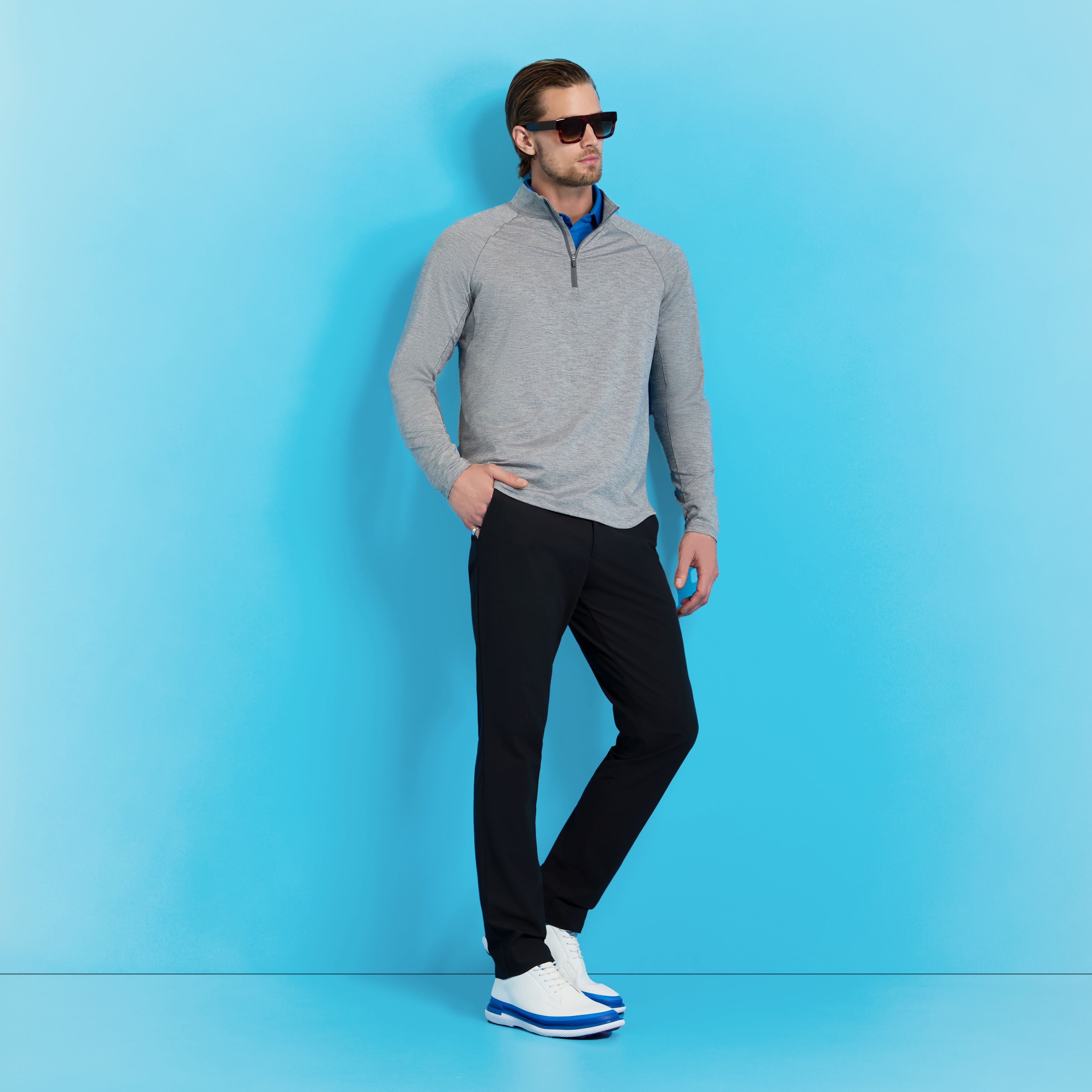 TECH MÉLANGE RAGLAN QUARTER ZIP PULLOVER | MEN'S PULLOVERS