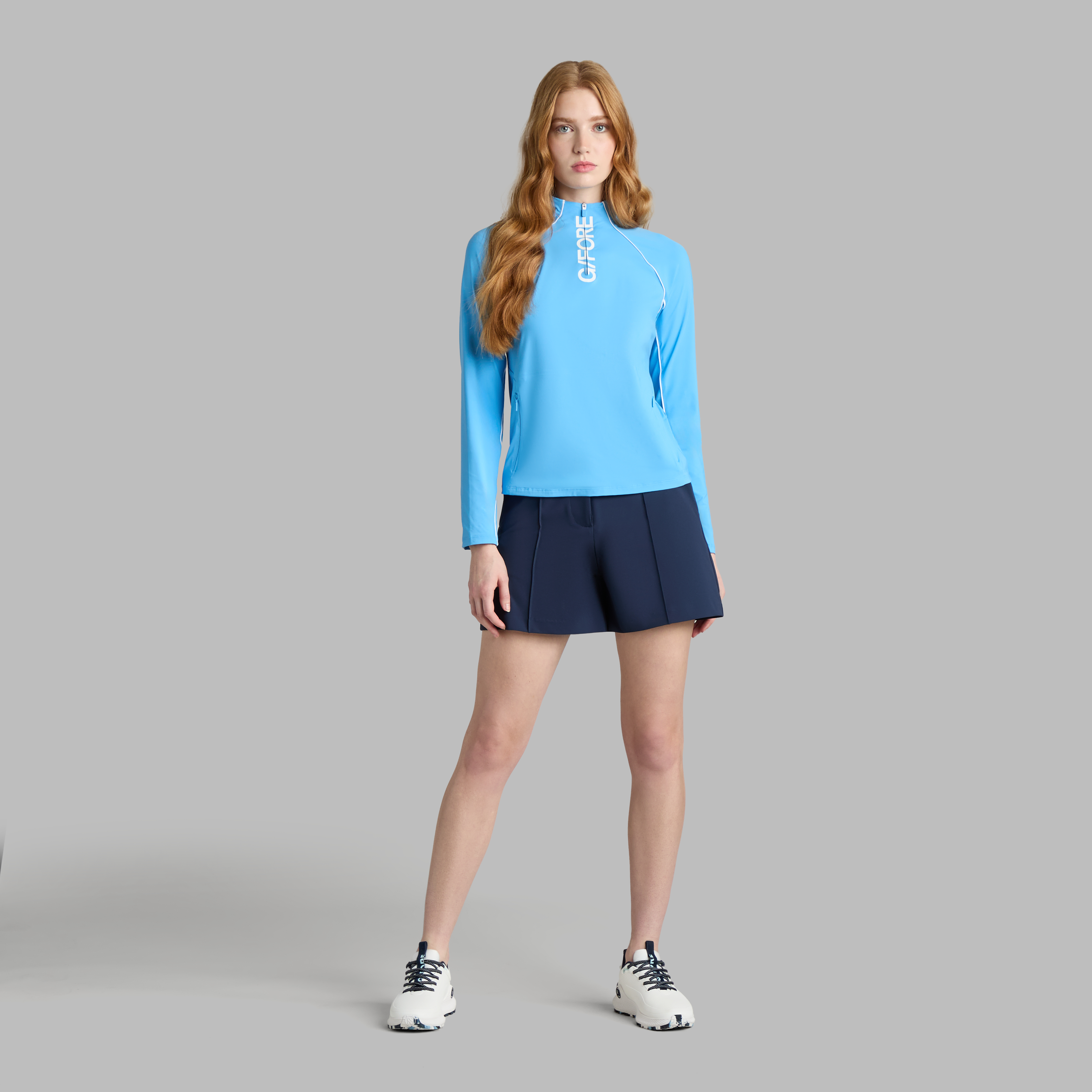 CONTRAST MESH SILKY TECH NYLON 1/4 ZIP PULLOVER | WOMEN'S