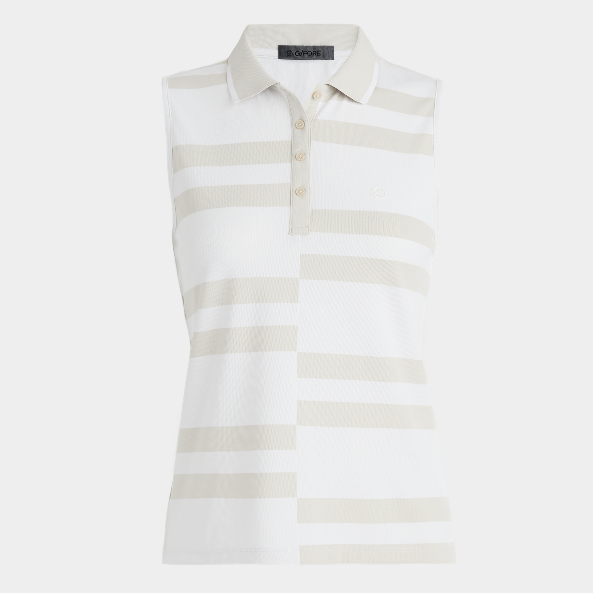 OFFSET STRIPE TECH PIQUE SLEEVELESS POLO WOMEN S POLO SHIRTS G FORE