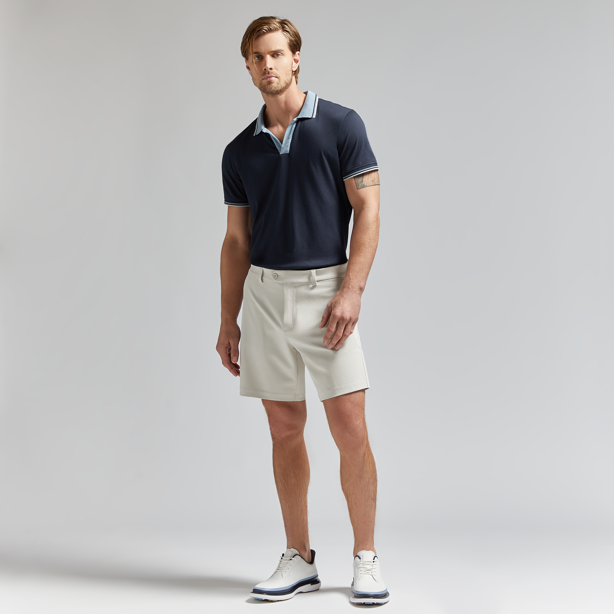 G/FORE X MR P. ITALIAN LUXE COTTON BLEND JOHNNY COLLAR POLO