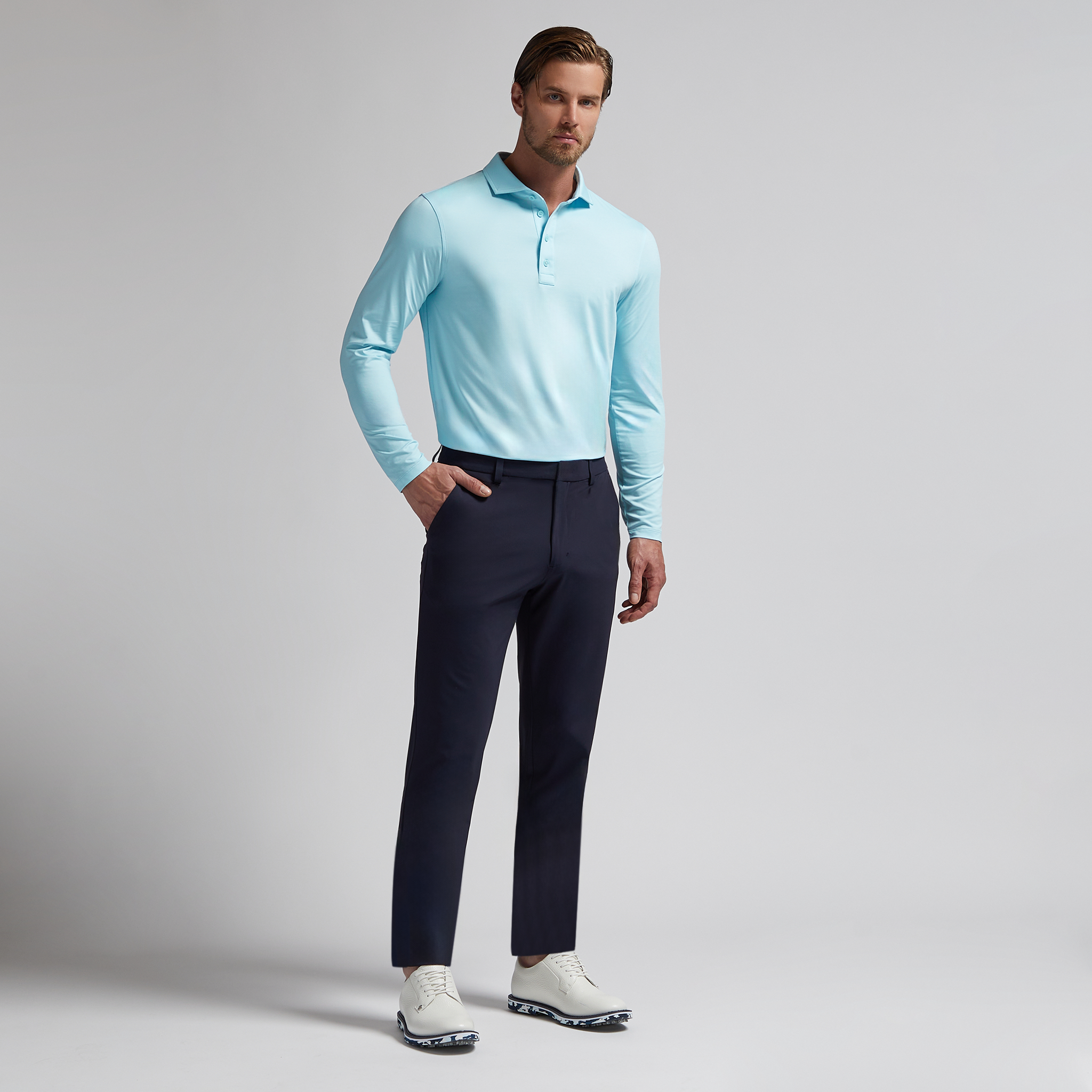 MÉLANGE ICE NYLON LONG SLEEVE POLO | MEN'S POLO SHIRTS | G/FORE