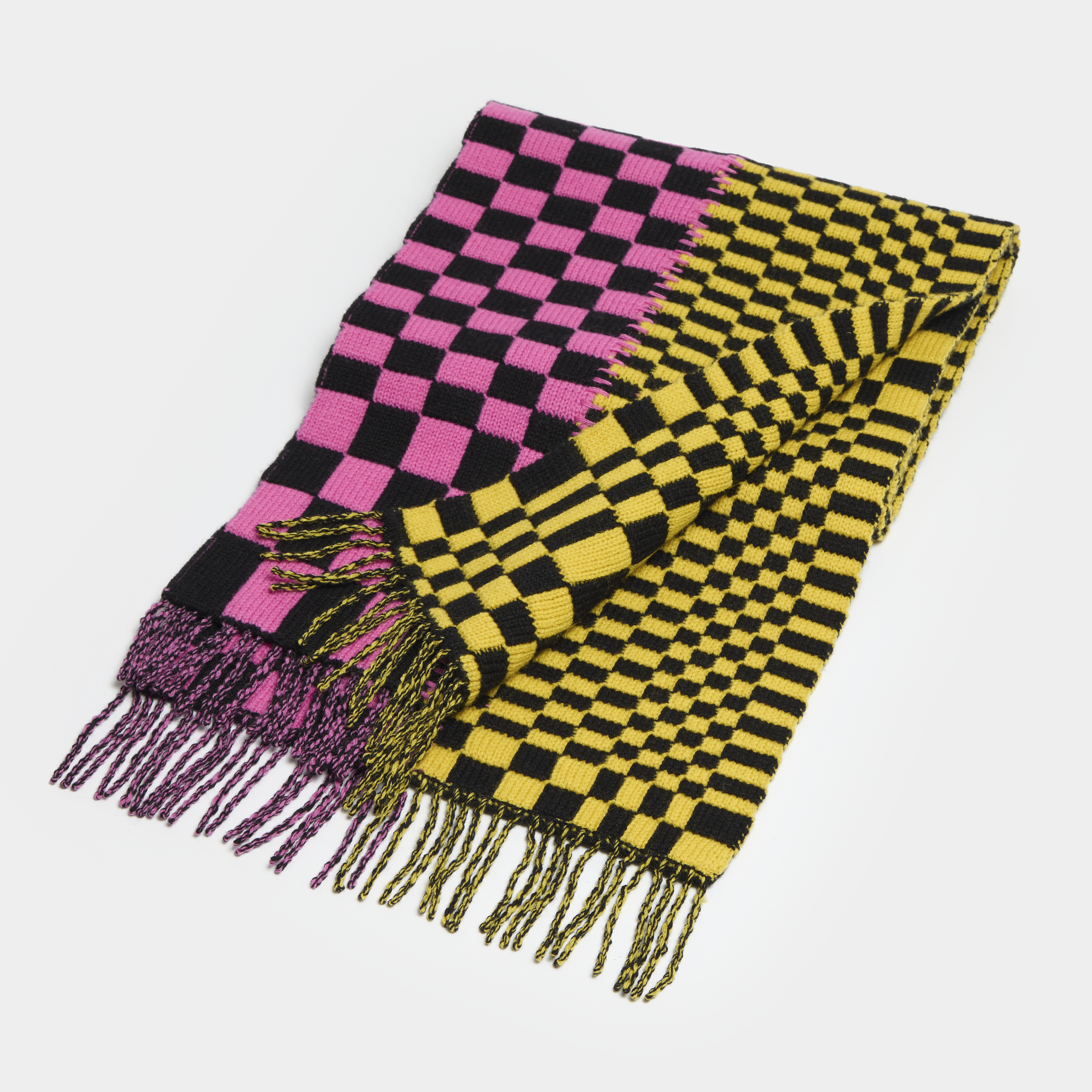 LTD RELEASE DISTORTED CHECK MERINO WOOL SCARF