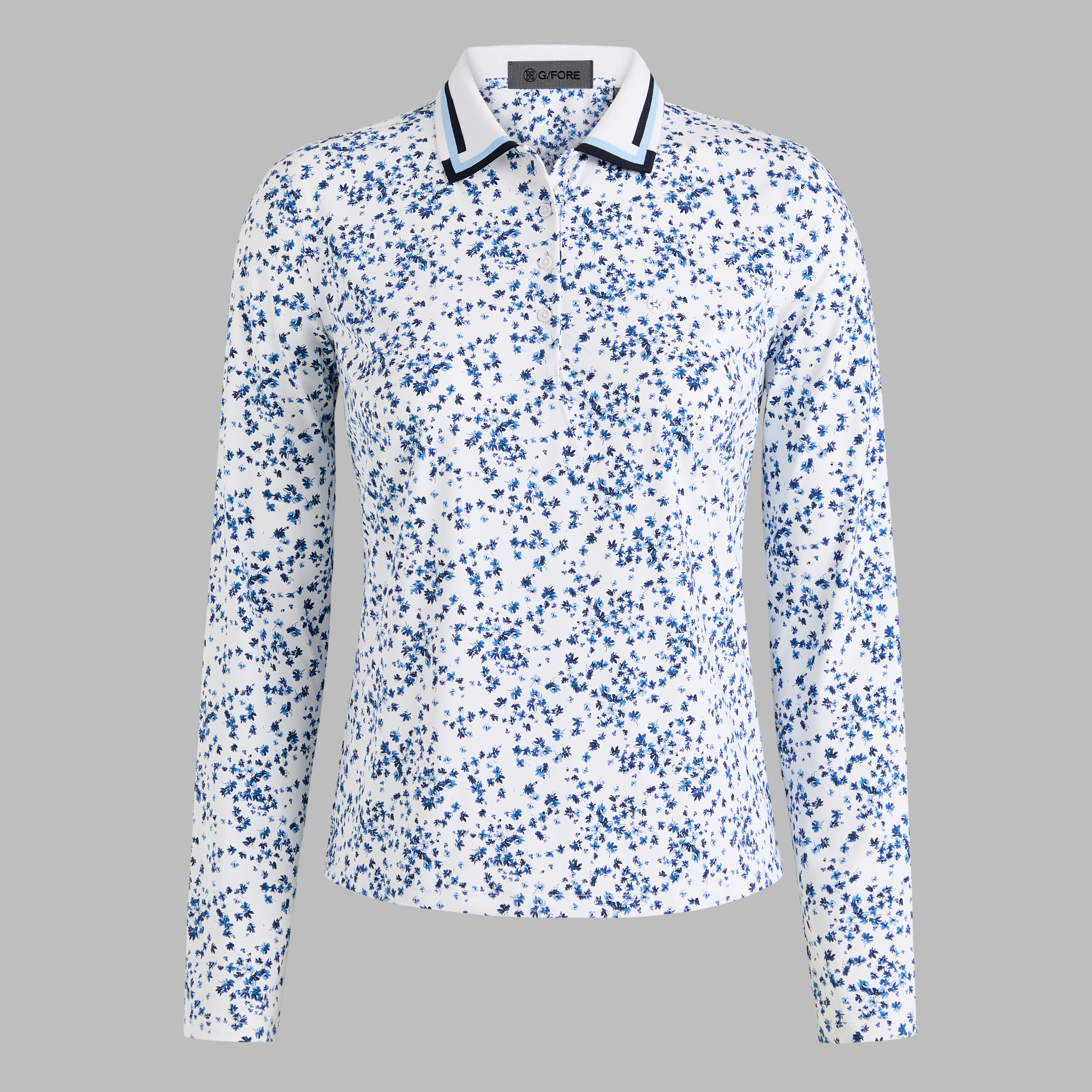 SCATTERED DITZY SILKY TECH NYLON LONG SLEEVE POLO | WOMEN'S POLO