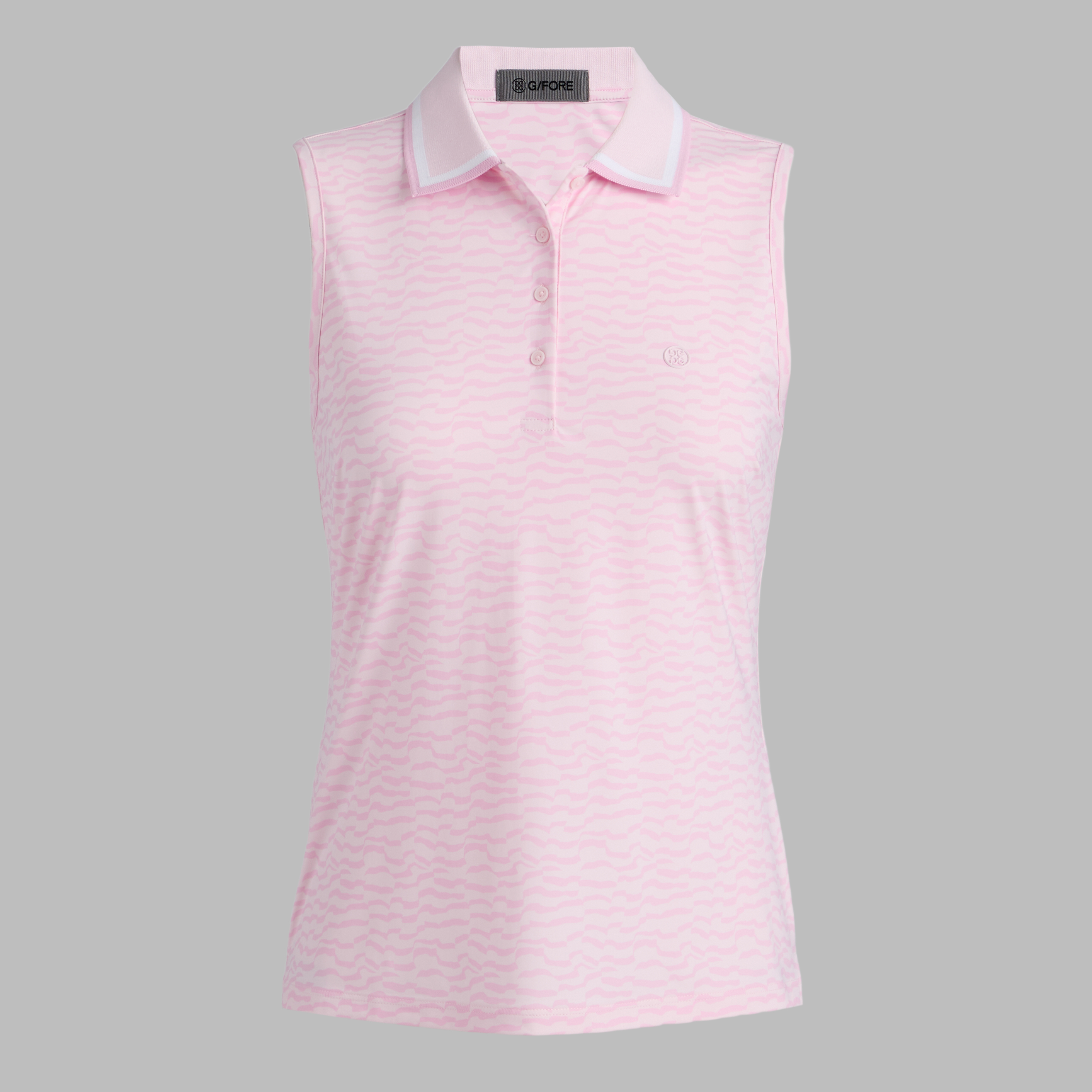 SPLIT STRIPE SILKY TECH NYLON SLEEVELESS POLO | WOMEN'S POLO