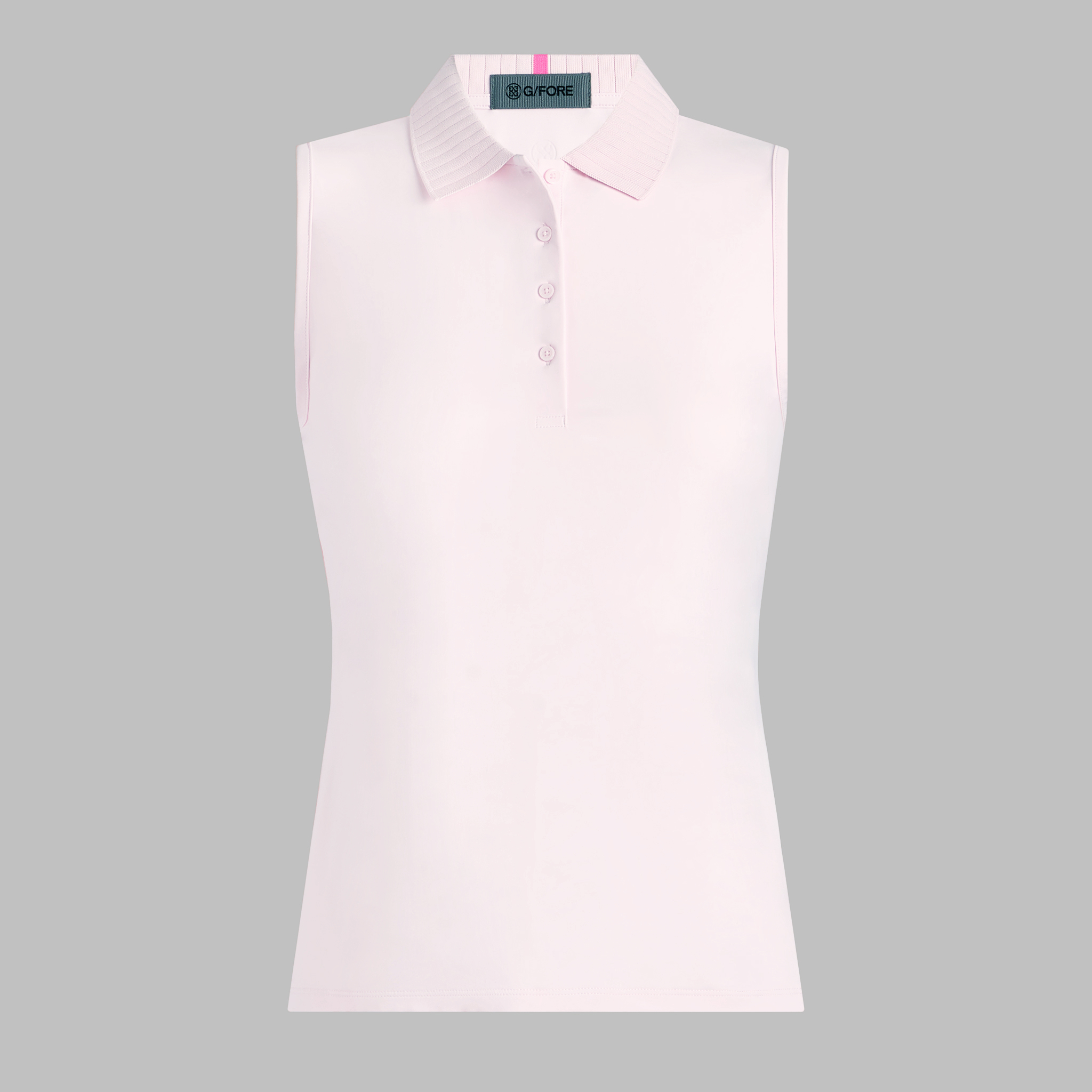 PLEATED COLLAR SILKY TECH NYLON SLEEVELESS POLO | WOMEN'S POLO