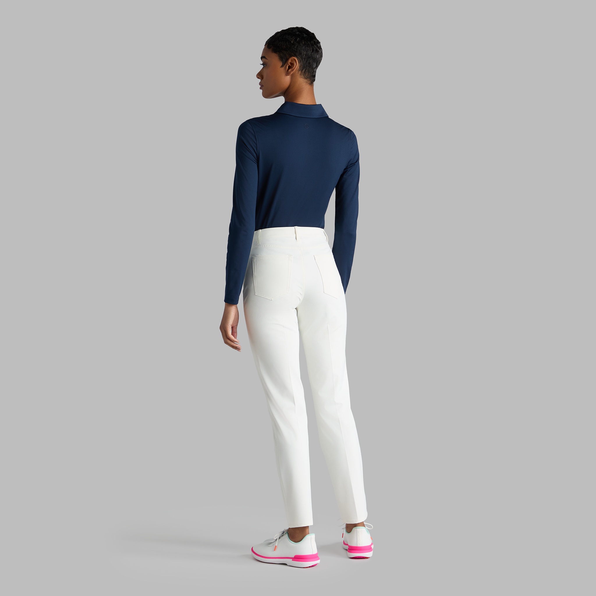 TECH JERSEY CHEVRON LONG SLEEVE POLO | WOMEN'S POLO SHIRTS