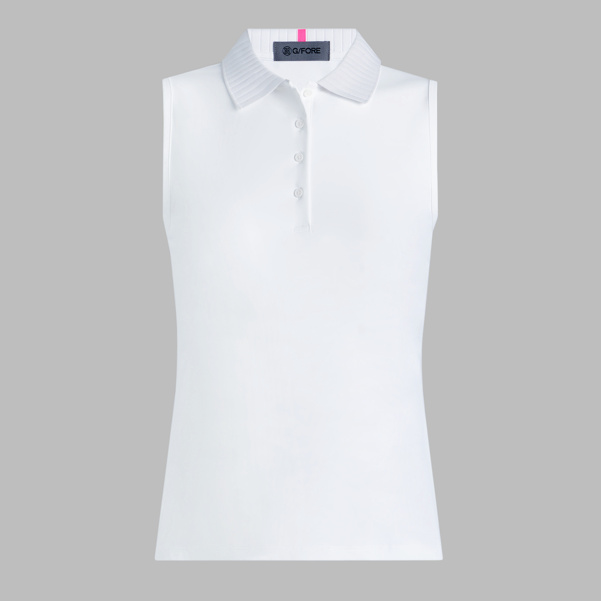 PLEATED COLLAR SILKY TECH NYLON SLEEVELESS POLO | WOMEN'S POLO